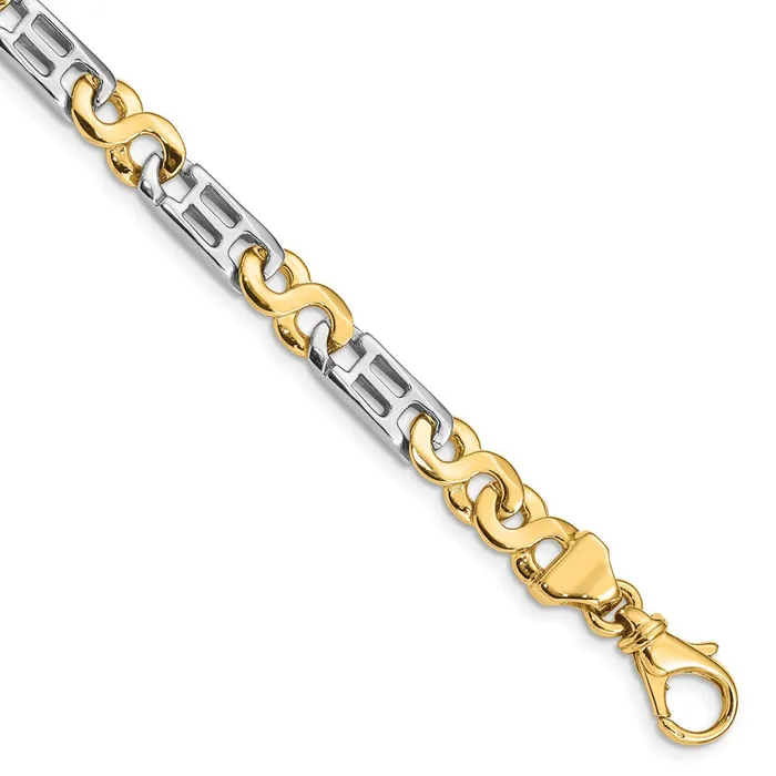 WB Choice Jewelry 14K TwoTone 69mm HandPolished Fancy Link BraceletWBCLK3278 Bracelets WB Choice Jewelry 14K TwoTone 69mm HandPolished Fancy Link BraceletWBCLK3278 Bracelets