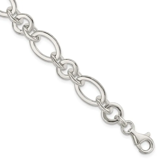 WB Choice Jewelry Bracelets Sterling Silver Fancy Oval and Round Link BraceletWBCQG583475 WB Choice Jewelry Bracelets Sterling Silver Fancy Oval and Round Link BraceletWBCQG583475