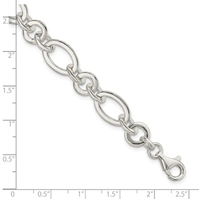 WB Choice Jewelry Bracelets Sterling Silver Fancy Oval and Round Link BraceletWBCQG583475