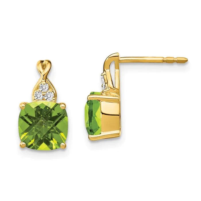 WB Choice Jewelry Earrings 14k Checkerboard Peridot and Diamond EarringsWBCEM4393PE006YA WB Choice Jewelry Earrings 14k Checkerboard Peridot and Diamond EarringsWBCEM4393PE006YA