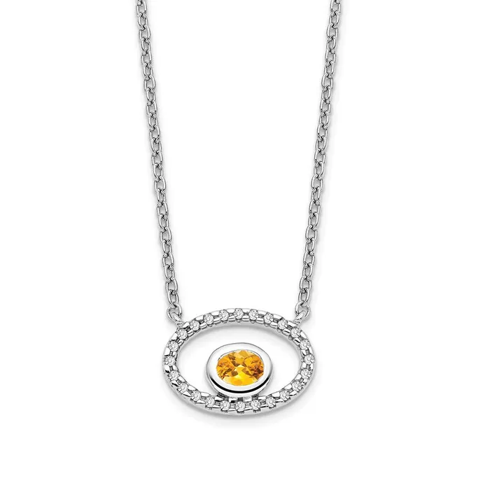 WB Choice Jewelry Necklaces 14k White Gold Oval Citrine and Diamond 18in NecklaceWBCPM7135CI007WA WB Choice Jewelry Necklaces 14k White Gold Oval Citrine and Diamond 18in NecklaceWBCPM7135CI007WA