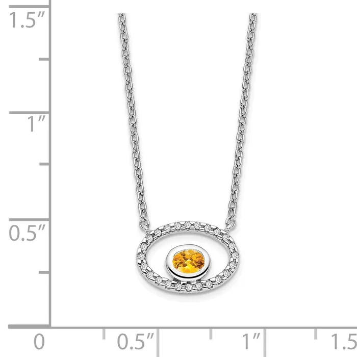 WB Choice Jewelry Necklaces 14k White Gold Oval Citrine and Diamond 18in NecklaceWBCPM7135CI007WA WB Choice Jewelry Necklaces 14k White Gold Oval Citrine and Diamond 18in NecklaceWBCPM7135CI007WA