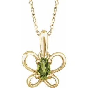 WB Choice Jewelry Necklaces 14K Yellow 4x3 mm Oval August Youth Butterfly Birthstone 15 Necklace653422652PSTWBC WB Choice Jewelry Necklaces 14K Yellow 4x3 mm Oval August Youth Butterfly Birthstone 15 Necklace653422652PSTWBC