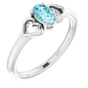 WB Choice Jewelry Rings 14K White 5x3 mm Oval Zircon Youth Heart Ring71987615PSTWBC