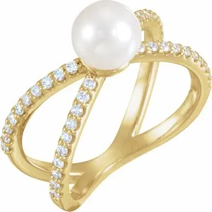 WB Choice Jewelry Rings 14K Yellow Freshwater Cultured Pearl 13 CTW Diamond Ring 65116001PSTWBC