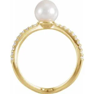 WB Choice Jewelry Rings 14K Yellow Freshwater Cultured Pearl 13 CTW Diamond Ring 65116001PSTWBC WB Choice Jewelry Rings 14K Yellow Freshwater Cultured Pearl 13 CTW Diamond Ring 65116001PSTWBC