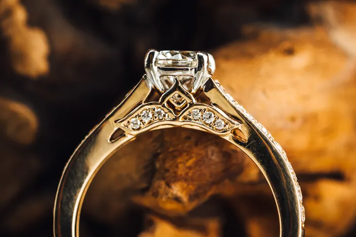 14k Yellow Gold Diamond Engagement Ring Art Fx Rings