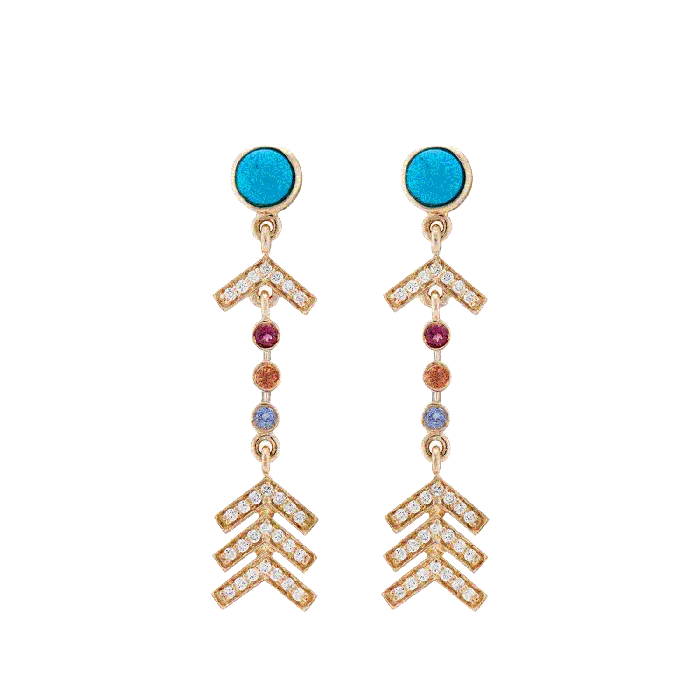 Earrings Marlo Laz Short Arrow Earrings Pave Turquoise