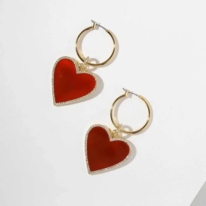 Earrings Red Heart Drop Earrings ClaudiaG