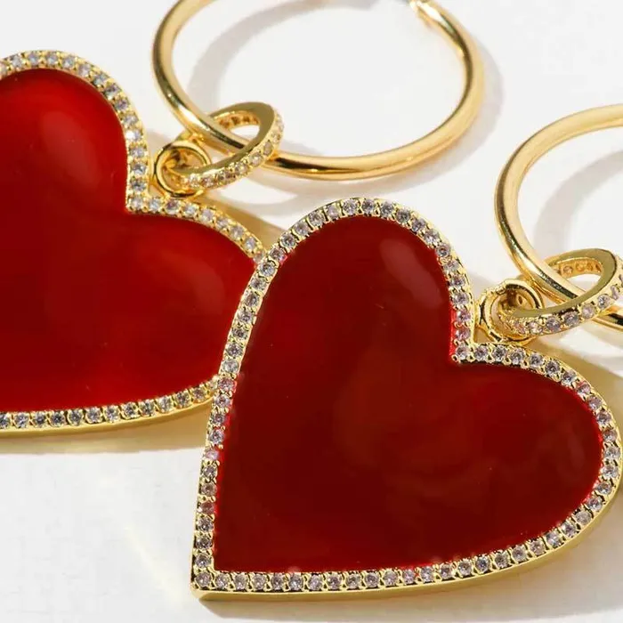Earrings Red Heart Drop Earrings ClaudiaG Earrings Red Heart Drop Earrings ClaudiaG