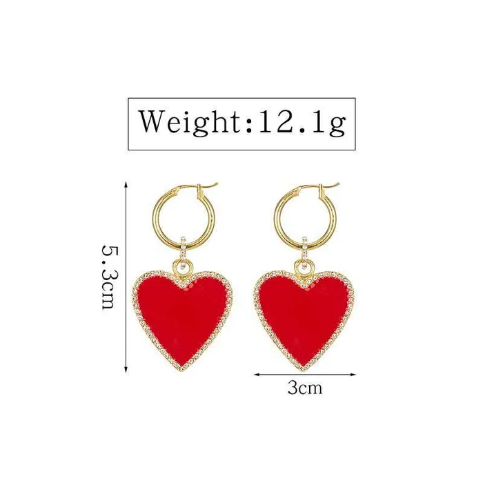 Earrings Red Heart Drop Earrings ClaudiaG Earrings Red Heart Drop Earrings ClaudiaG