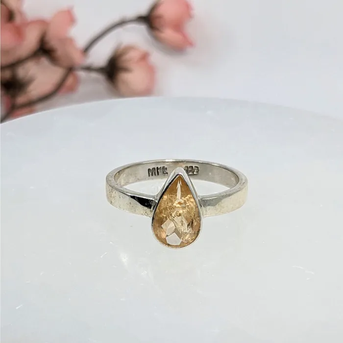 Gold Topaz Sz 10 Faceted SS Ring LV6510 Bliss Crystals Rings