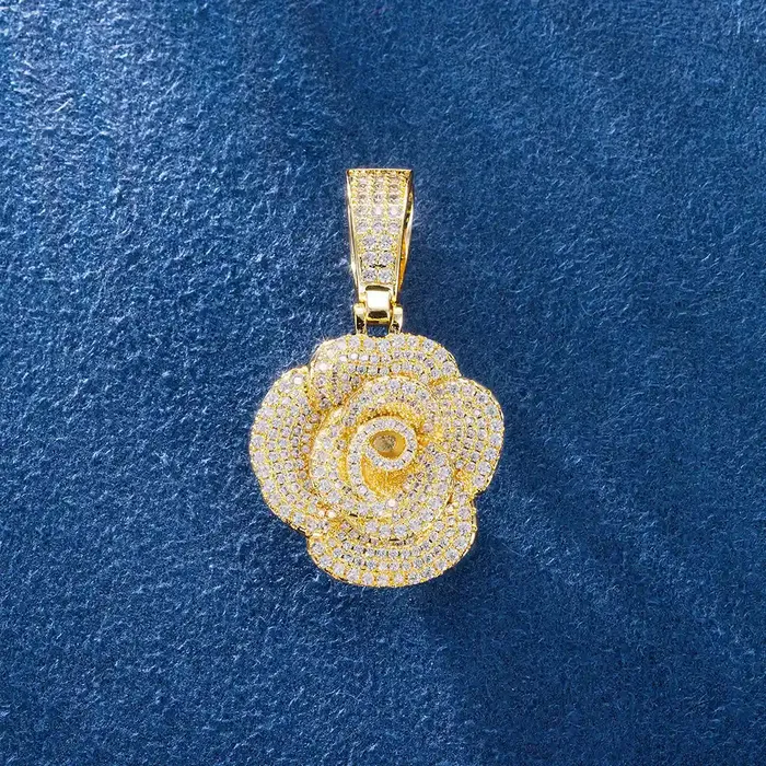 icezeusshop Necklaces S925 Moissanite Rose Flower Pendant