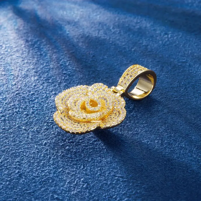icezeusshop Necklaces S925 Moissanite Rose Flower Pendant