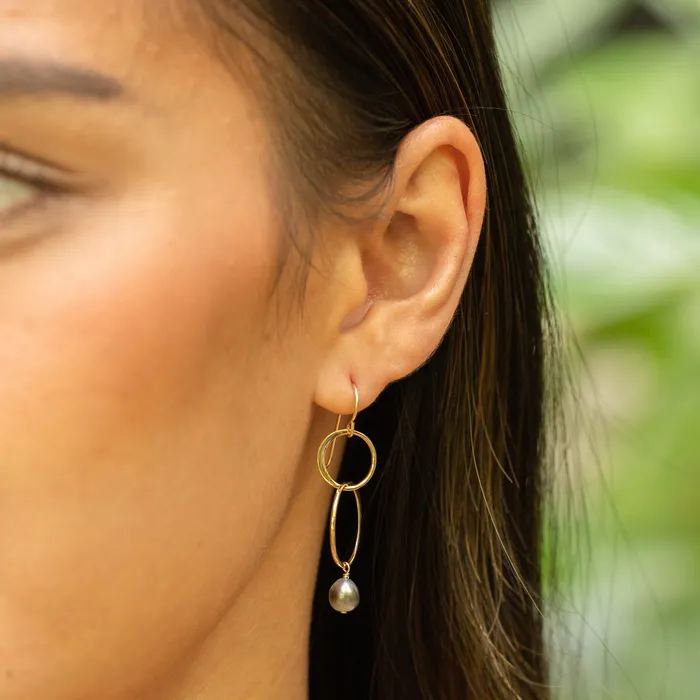 misha hawaii Earrings Elua Tahitian Keshi Pearl Hoop Earring