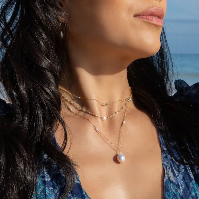 misha hawaii Necklaces Mist White Pearl Necklace