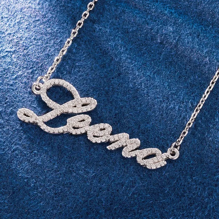 Necklaces Custom Moissanite Flower Font Name Necklace icezeusshop