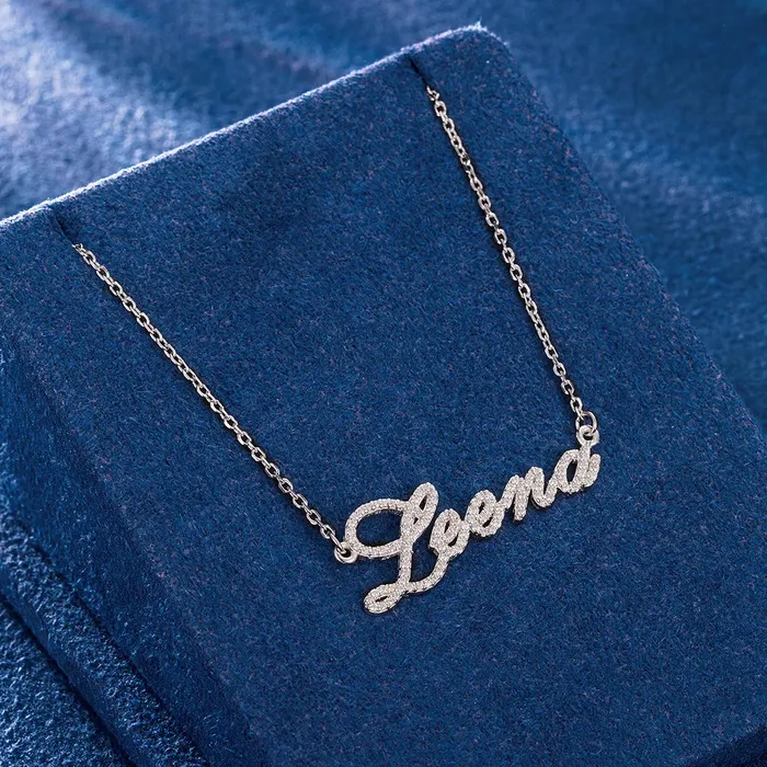 Necklaces Custom Moissanite Flower Font Name Necklace icezeusshop