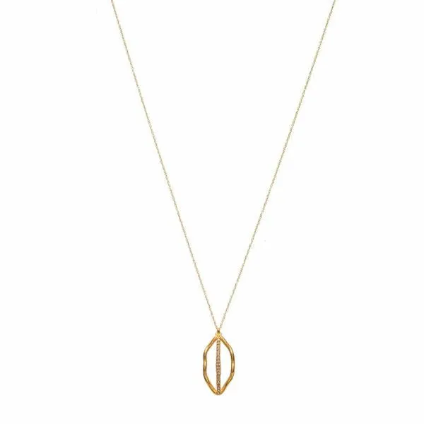 Rebel Designs Inc Necklaces Small Gold Leaf with Crystal Line Necklace