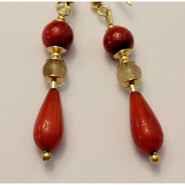 REGENZ Gemstone EarringsJade Turquoise Coral Citrine Pearls Lapis HANDMADE with Love The Pink Pigs Earrings