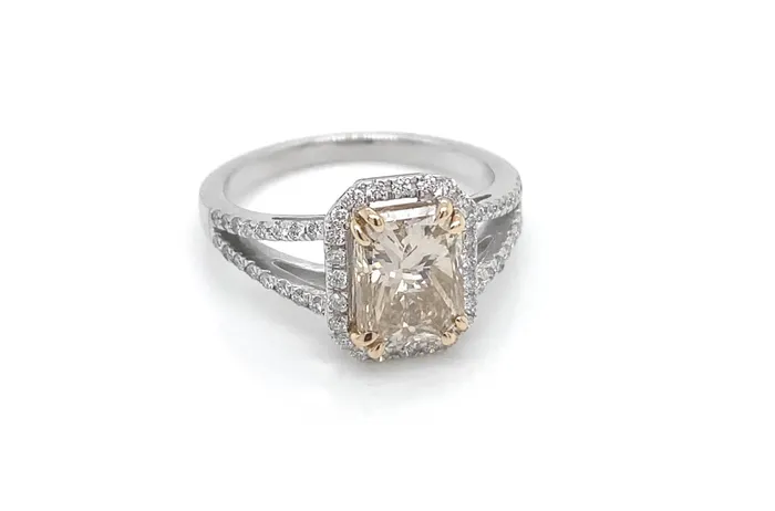 Rings Albert Hern Ring 18kt White Gold Fancy Brown Diamond 60 Brilliant Diamonds