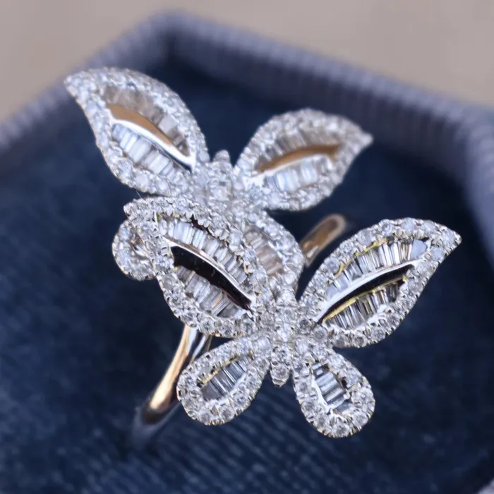 Rings Albrecht Jewellery Custom order Double Butterfly Diamond Ring 18K White Gold