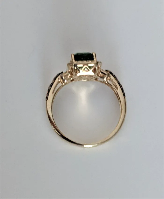 Rings Effy Genuine Emerald and Diamond Halo Ring 14K GoldPreowned The Pink Pigs Animal Lovers Boutique