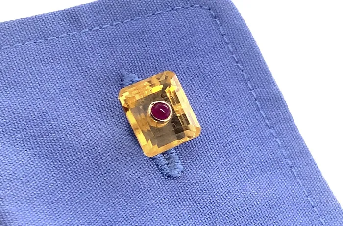 Rings Mens Silver Base Emerald cut Multicolor Stones Ruby Cufflinks Albert Hern