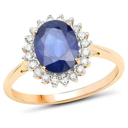 Rings quintessence Princess Sapphire and Diamond Halo Ring 245ctw in 14K Yellow Gold