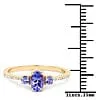 Rings Quintessence Tanzanite and Diamond 3 Stone Ring in Solid 14K Yellow Gold So Elegant and Dainty