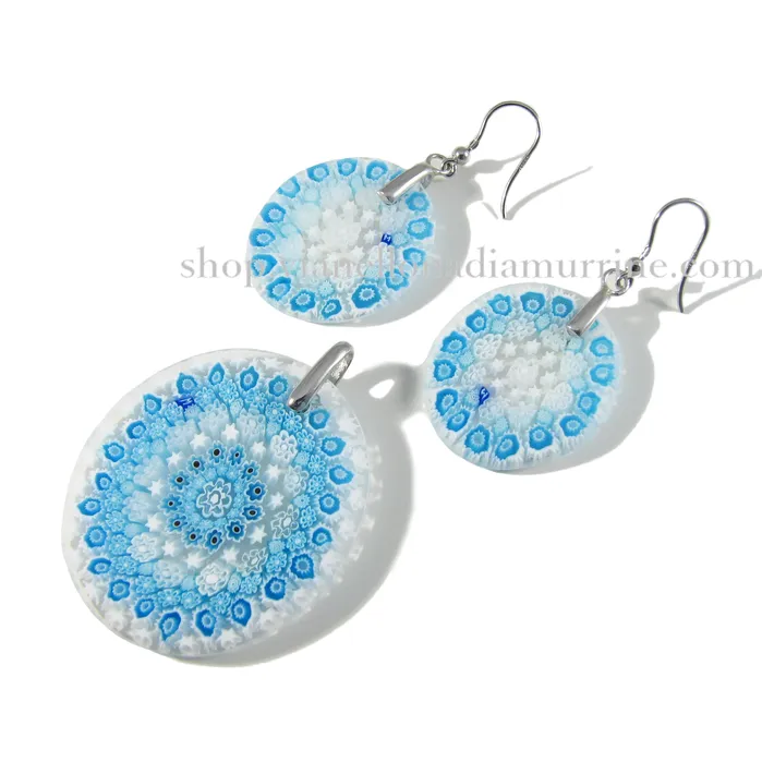 Vianello Nadia Murrine di Trebbi Davide Earrings Murano glass Aquamarine Pendant and earrings set Millefiori 27 Vianello Nadia Murrine di Trebbi Davide Earrings Murano glass Aquamarine Pendant and earrings set Millefiori 27
