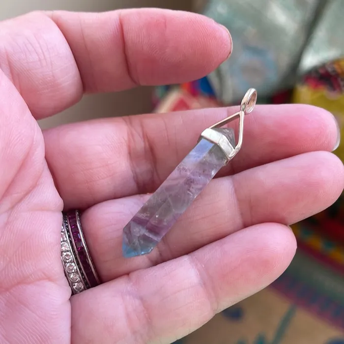 Vintage Paris Jewelry Necklaces Fluorite Point Crystal Pendant Sterling Silver Vintage Vintage Paris Jewelry Necklaces Fluorite Point Crystal Pendant Sterling Silver Vintage