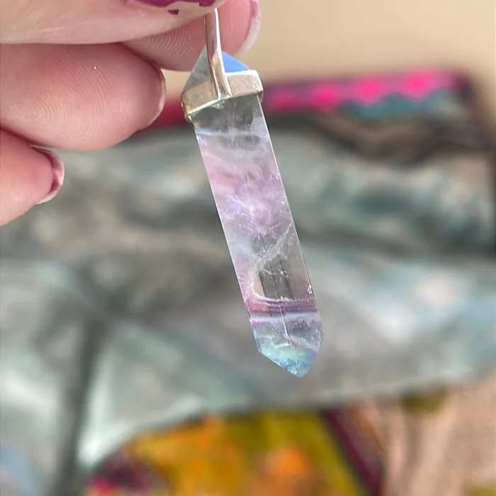 Vintage Paris Jewelry Necklaces Fluorite Point Crystal Pendant Sterling Silver Vintage Vintage Paris Jewelry Necklaces Fluorite Point Crystal Pendant Sterling Silver Vintage