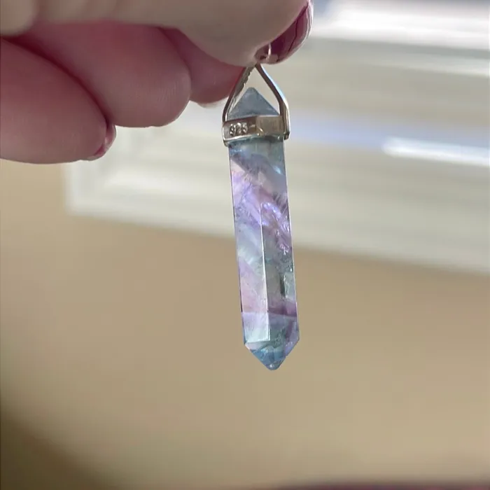 Vintage Paris Jewelry Necklaces Fluorite Point Crystal Pendant Sterling Silver Vintage Vintage Paris Jewelry Necklaces Fluorite Point Crystal Pendant Sterling Silver Vintage