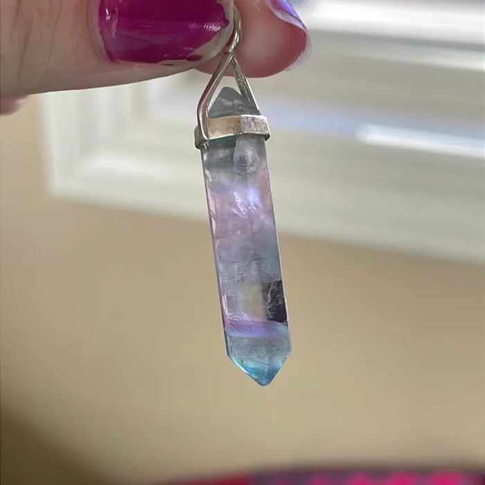 Vintage Paris Jewelry Necklaces Fluorite Point Crystal Pendant Sterling Silver Vintage Vintage Paris Jewelry Necklaces Fluorite Point Crystal Pendant Sterling Silver Vintage
