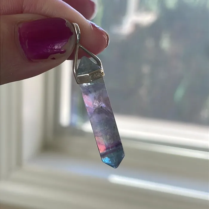 Vintage Paris Jewelry Necklaces Fluorite Point Crystal Pendant Sterling Silver Vintage Vintage Paris Jewelry Necklaces Fluorite Point Crystal Pendant Sterling Silver Vintage