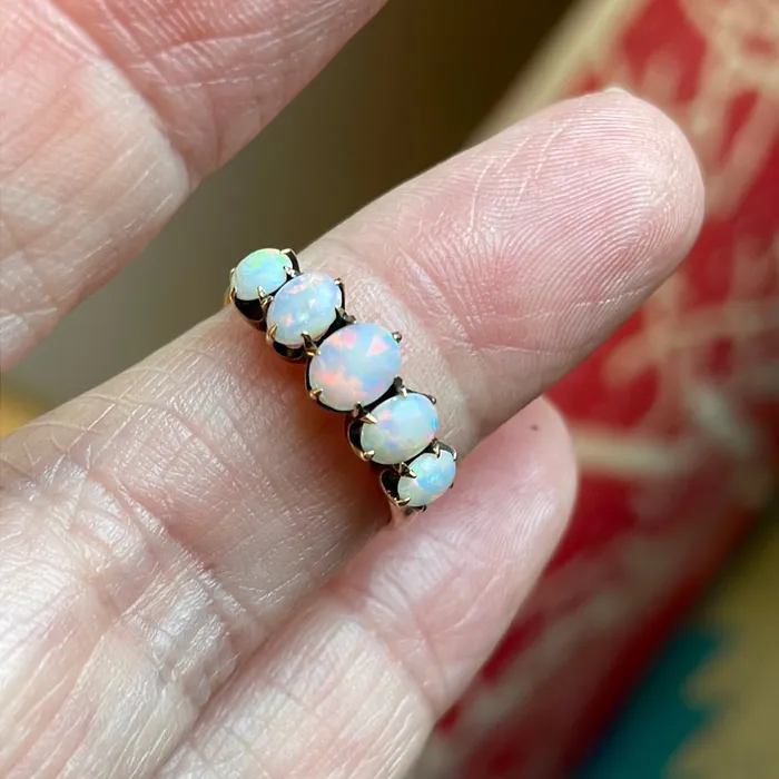 Vintage Paris Jewelry Opal Eternity Band 14k Rose Gold Antique Rings