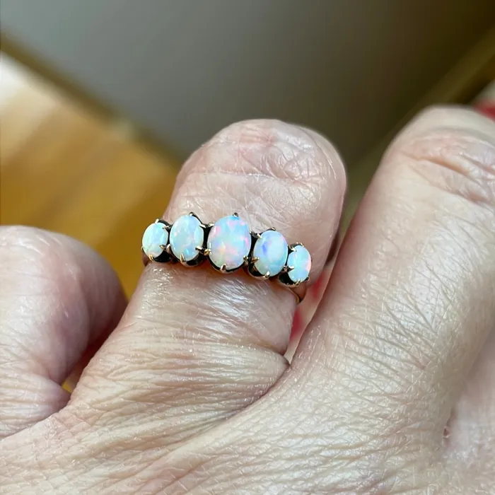 Vintage Paris Jewelry Opal Eternity Band 14k Rose Gold Antique Rings Vintage Paris Jewelry Opal Eternity Band 14k Rose Gold Antique Rings