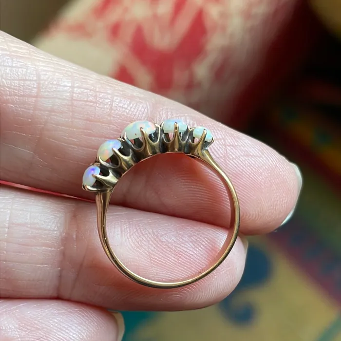 Vintage Paris Jewelry Opal Eternity Band 14k Rose Gold Antique Rings Vintage Paris Jewelry Opal Eternity Band 14k Rose Gold Antique Rings
