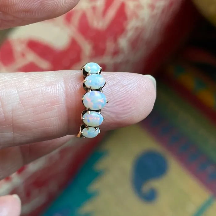 Vintage Paris Jewelry Opal Eternity Band 14k Rose Gold Antique Rings Vintage Paris Jewelry Opal Eternity Band 14k Rose Gold Antique Rings