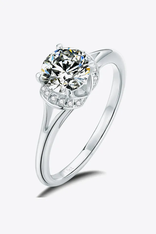 1 Carat Moissanite Split Shank Ring Trendsi Rings