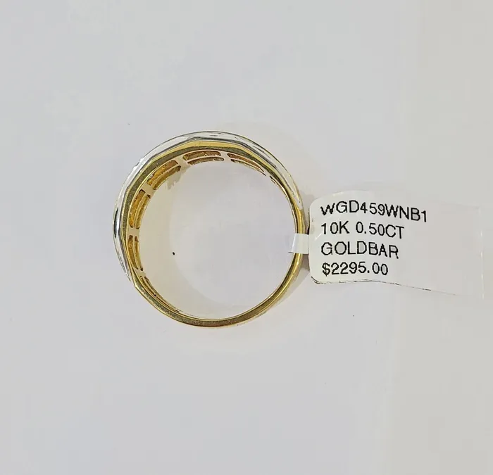 10k White Yellow Gold Diamond Mens Ring Band Wedding Genuine Natural Real Gold and Diamond Rings