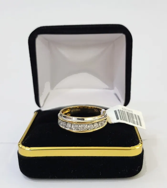 10k White Yellow Gold Diamond Mens Ring Band Wedding Genuine Natural Real Gold and Diamond Rings
