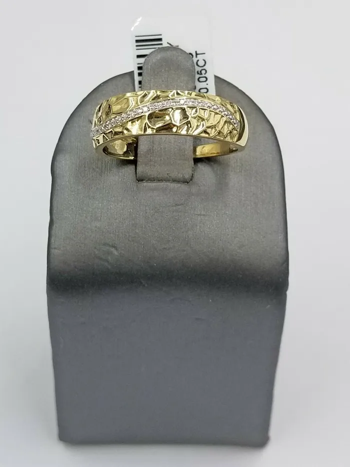 10k Yellow Gold Diamond Nuggets Style Wedding Engagement For Mens 005CT Gold and Diamond Rings