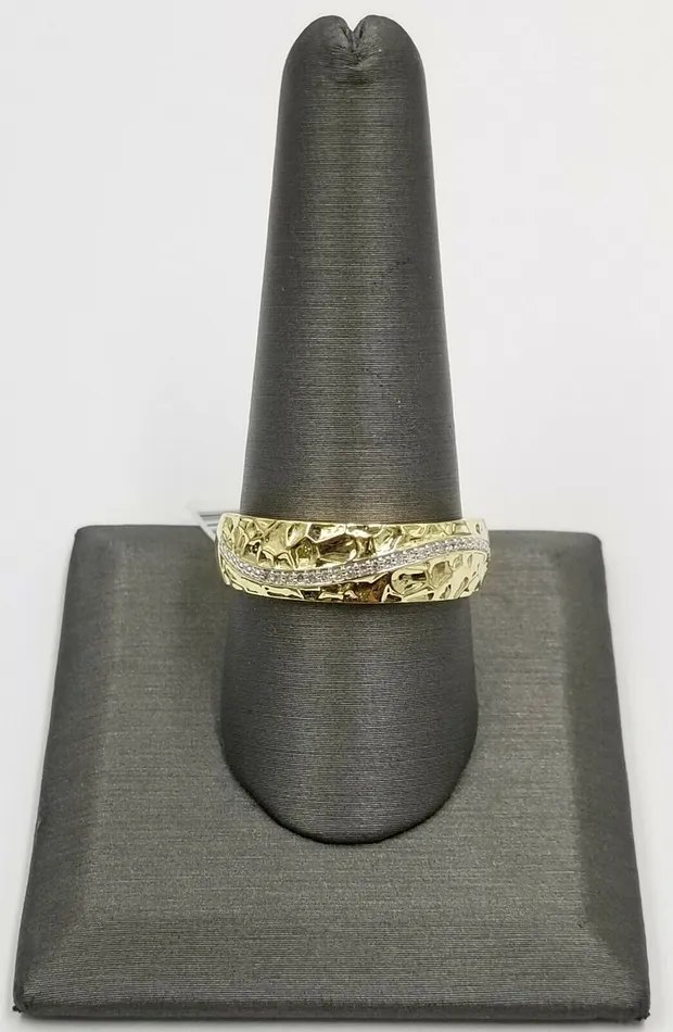 10k Yellow Gold Diamond Nuggets Style Wedding Engagement For Mens 005CT Gold and Diamond Rings