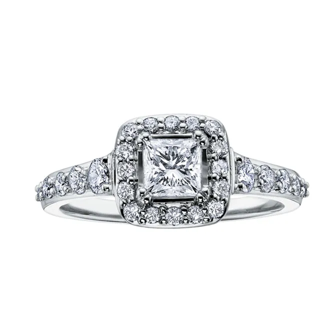 14kt White Gold 100cttw Princess Cut Halo Engagement Ring Independent Jewellers Rings 14kt White Gold 100cttw Princess Cut Halo Engagement Ring Independent Jewellers Rings