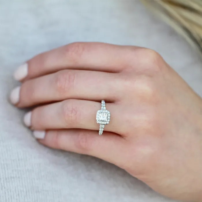 14kt White Gold 100cttw Princess Cut Halo Engagement Ring Independent Jewellers Rings
