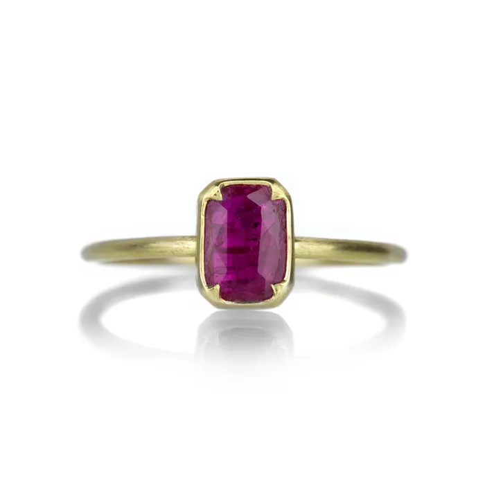 18k Emerald Cut Ruby Ring Gabriella Kiss Rings