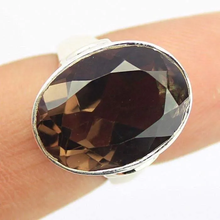 Beads Supplies USA 814g Handmade Natural Smoky Quartz Bezel Oval 925 Sterling Silver Ring Quartz Ring Rings Beads Supplies USA 814g Handmade Natural Smoky Quartz Bezel Oval 925 Sterling Silver Ring Quartz Ring Rings