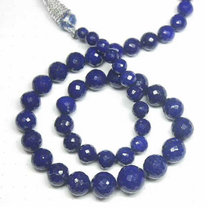 Beads Supplies USA Necklaces Natural Blue Lapis Lazuli Round Faceted Loose Ball Beads Necklace 16 5mm 12mm
